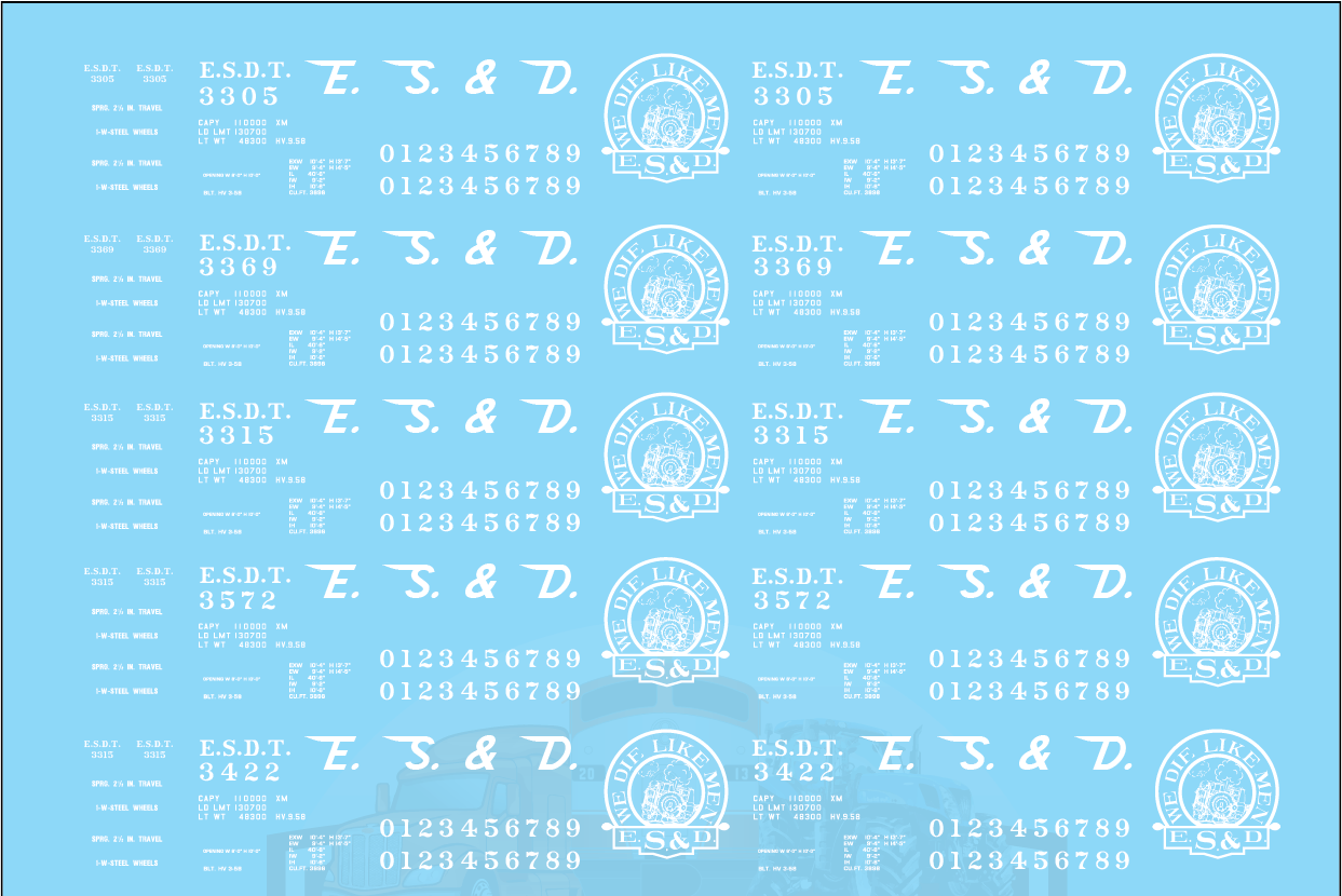 ES&D HO Scale Decals Set A