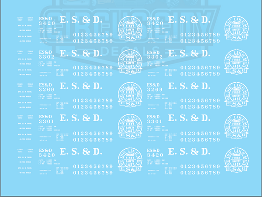 ES&D HO Scale Decals Set B