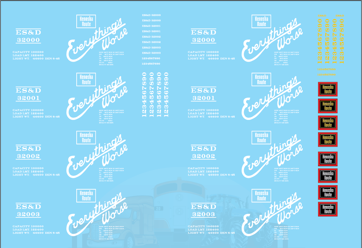 ES&D HO Scale Decals Set C
