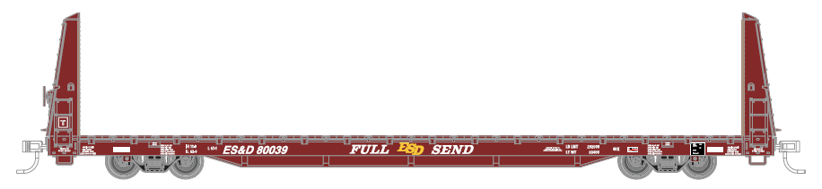 PRE-ORDER ES&D HO Bulkhead Flatcar #80069 with Shot Glass Adapter