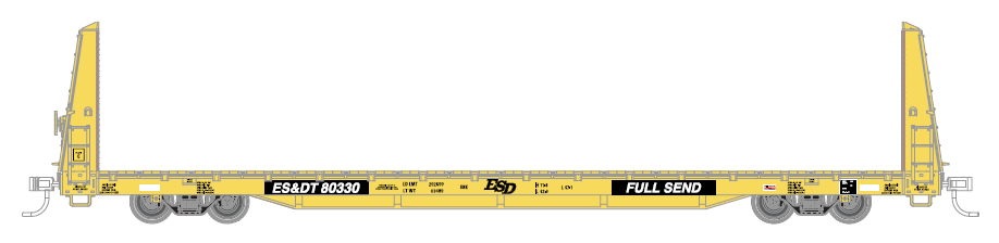 PRE-ORDER ES&DT HO Bulkhead Flatcar #80330 with Shot Glass Adapter
